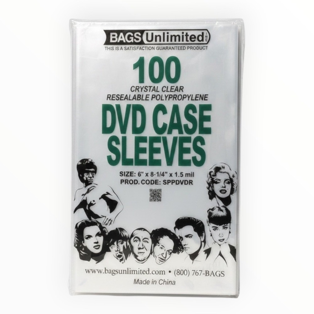 Bags Unlimited SPPDVDR DVD Case Sleeves - Resealable Flap - 6 X 8.25 - 100 Count